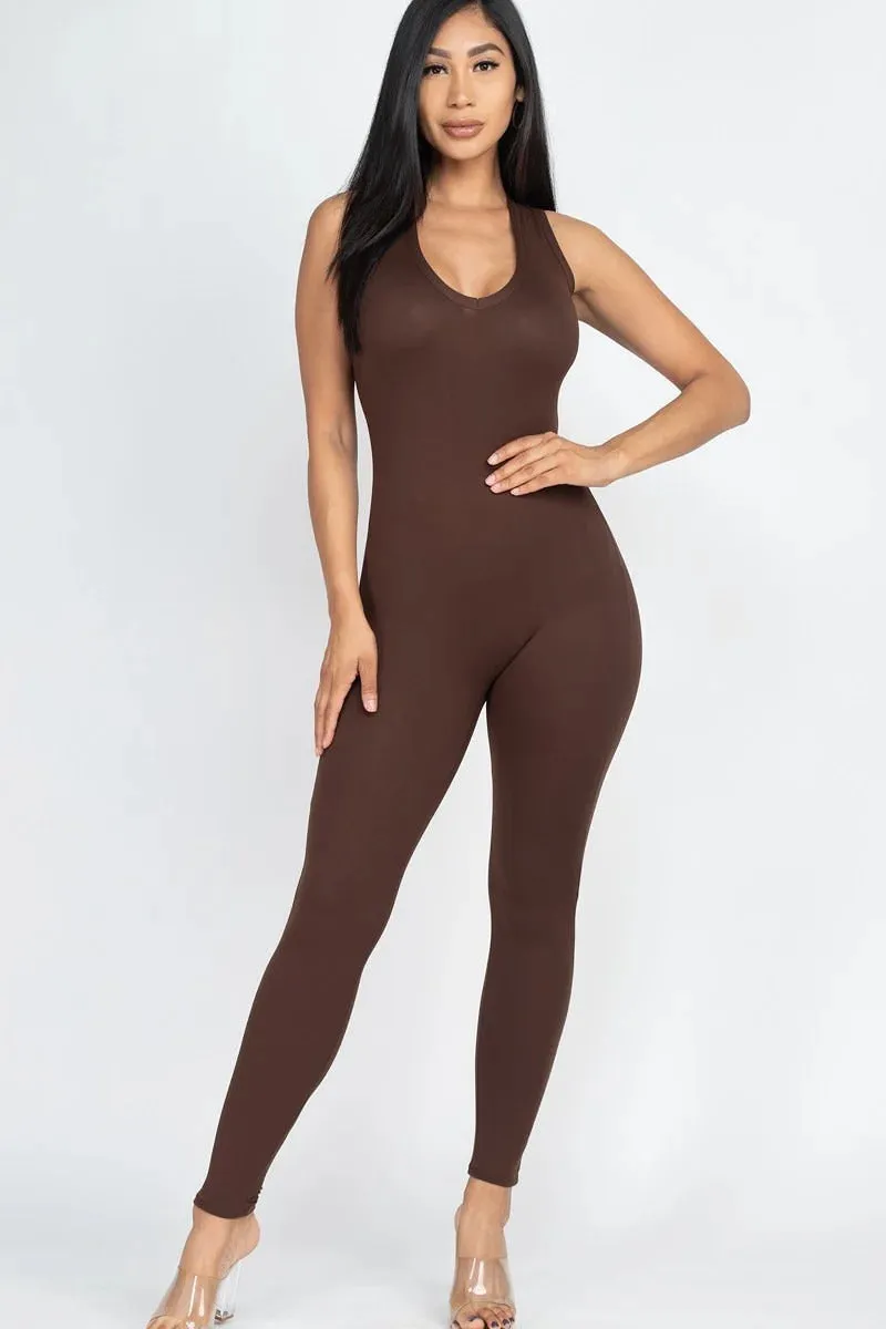 Racer Back Bodycon Jumpsuit - 8 colors - Ships from The USA