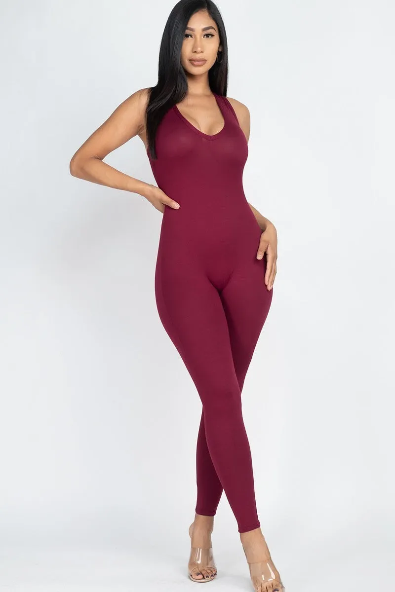 Racer Back Bodycon Jumpsuit - 8 colors - Ships from The USA