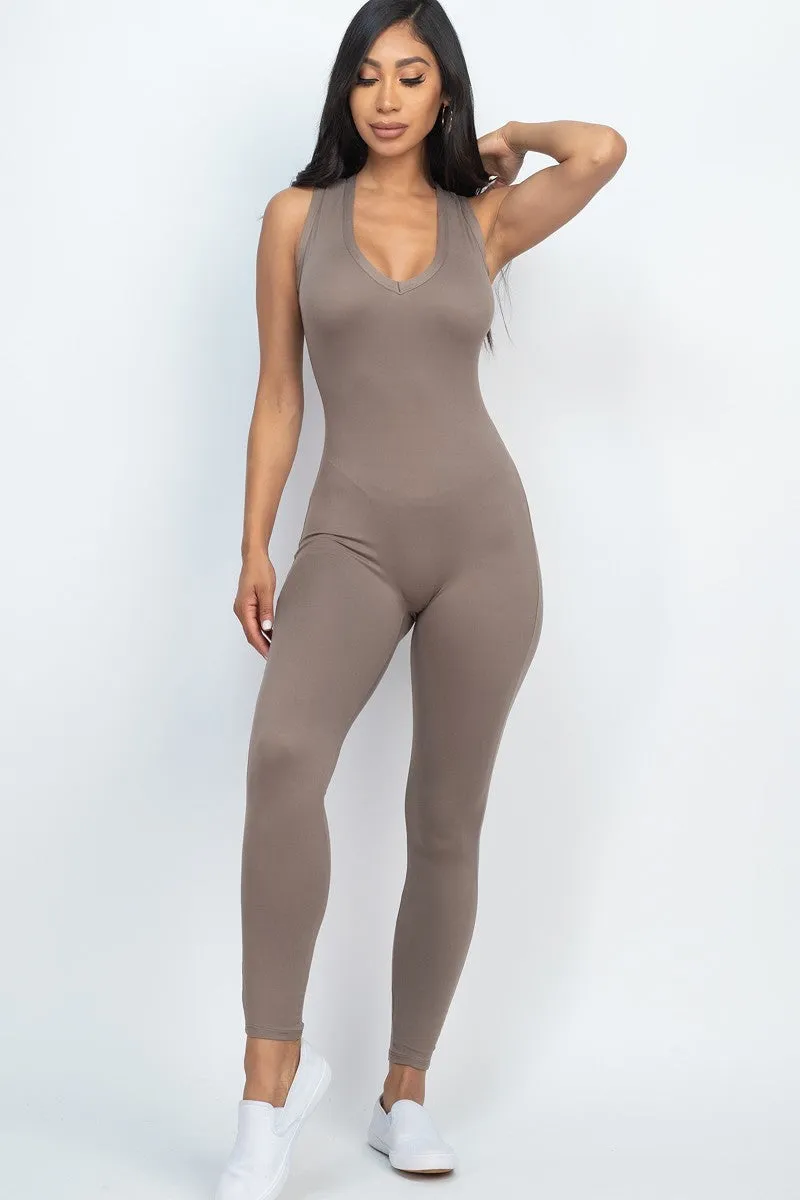 Racer Back Bodycon Jumpsuit - 8 colors - Ships from The USA