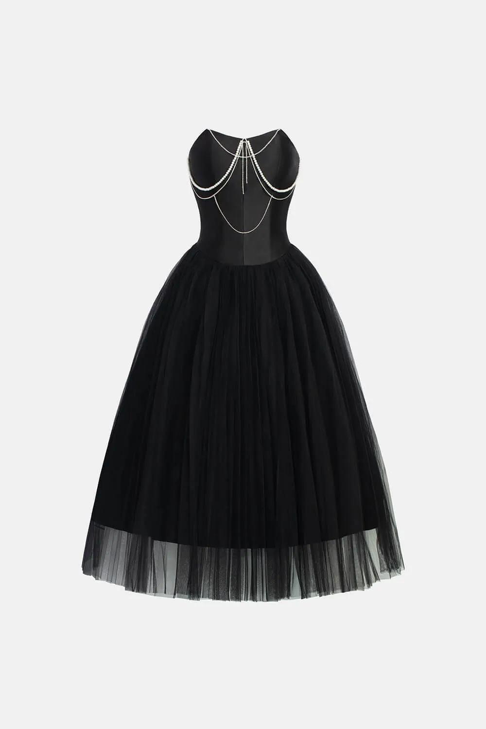 Rachel Strapless Pleated Trerena Taffeta Midi Dress