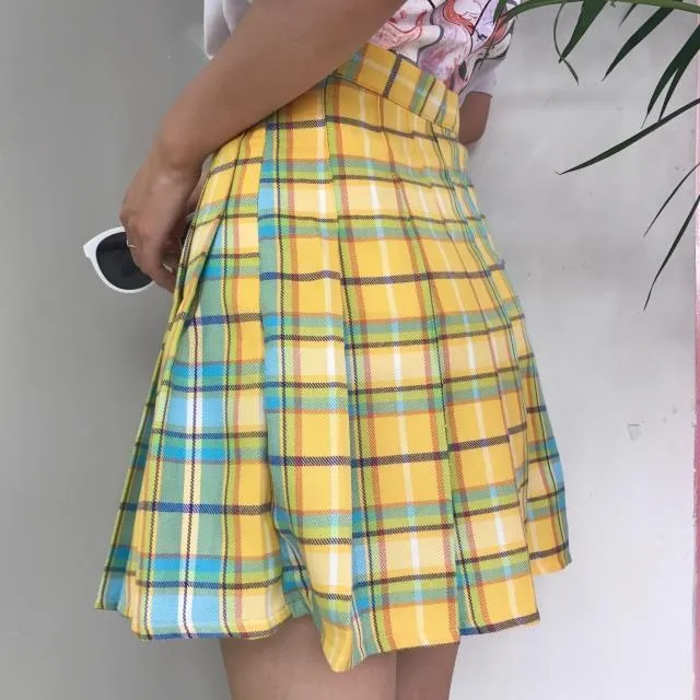 Rainbow Plaid Skirt