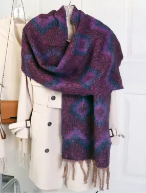 Reversible Blanket Scarf-Purple