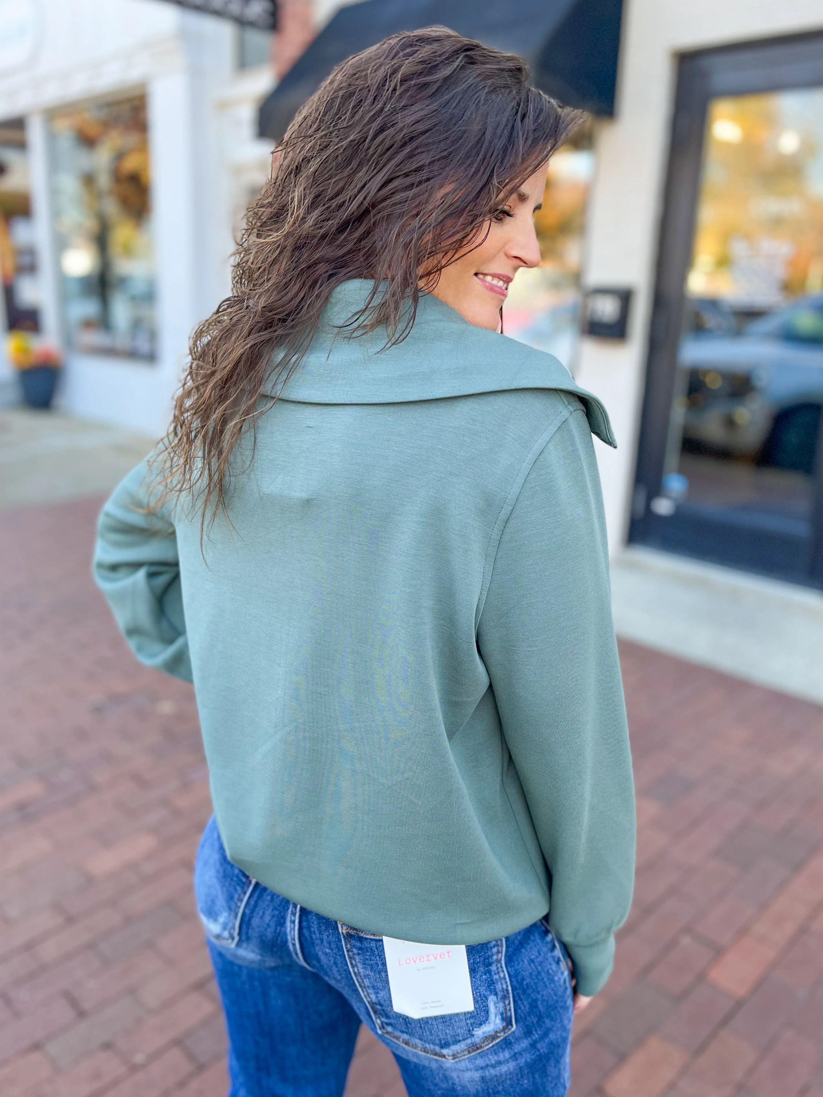 Sage Modal Zippered Jacket