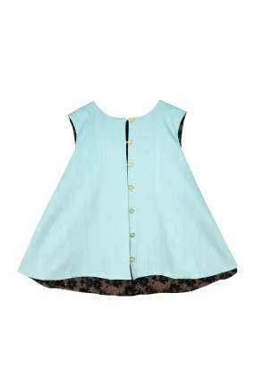 SAMPLE - Reversible Swing Top -  Aqua Faille and Chocolate Jacquard