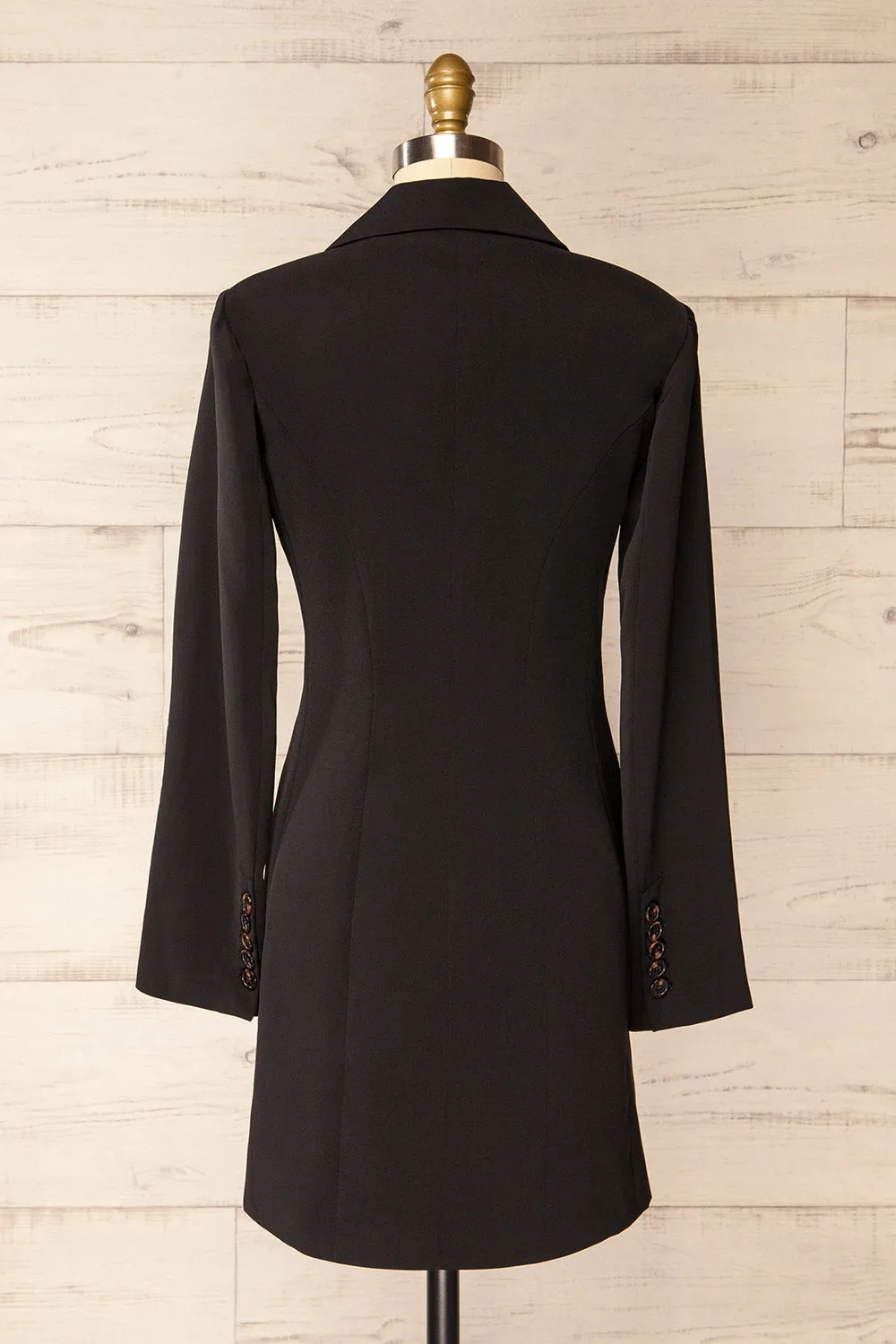 Siazan | Asymmetrical Black Blazer Dress w/ Pleats