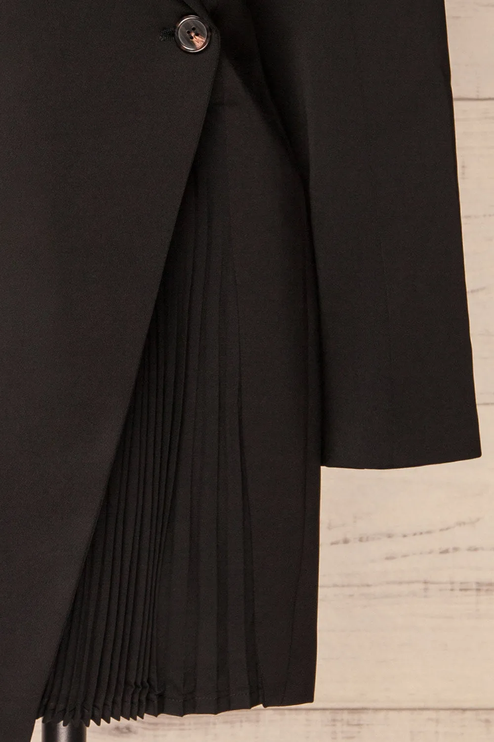 Siazan | Asymmetrical Black Blazer Dress w/ Pleats