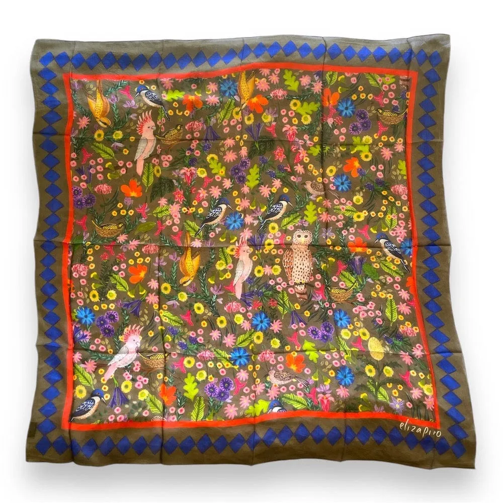 Silk Scarf - Dreamers Garden - Australian Birds