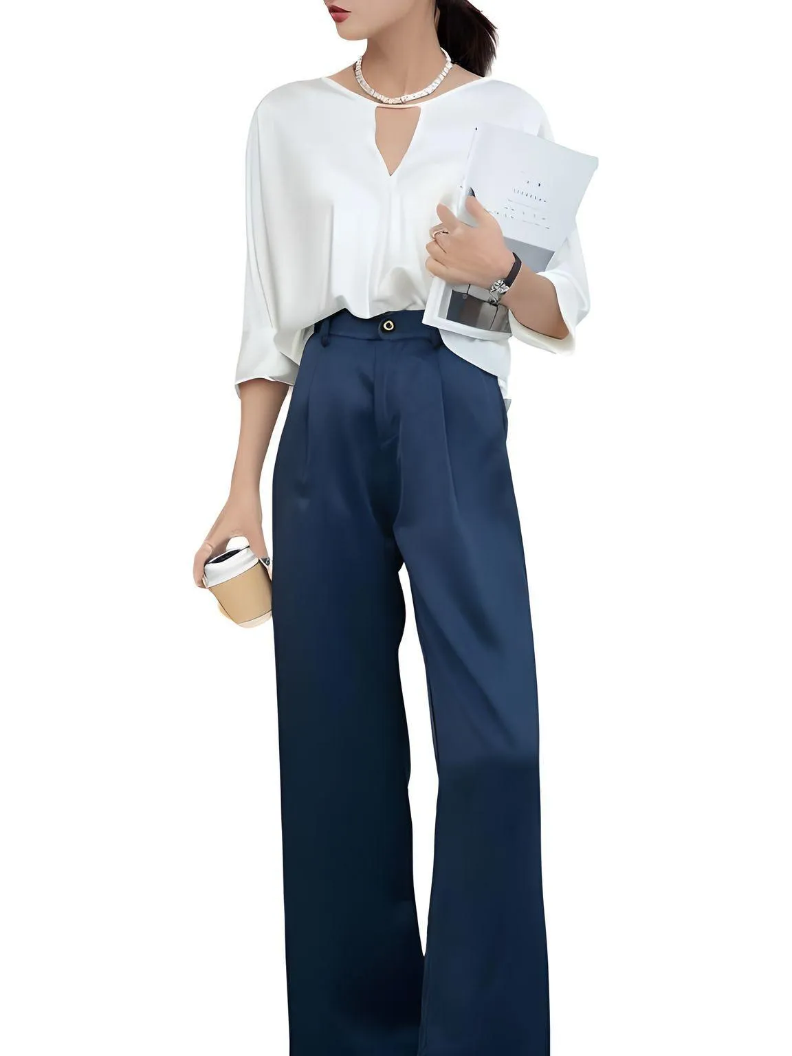 Silk Women's Pants High Waist Casual Fashion Wide Leg Suit Pants For Women Trousers Oversize