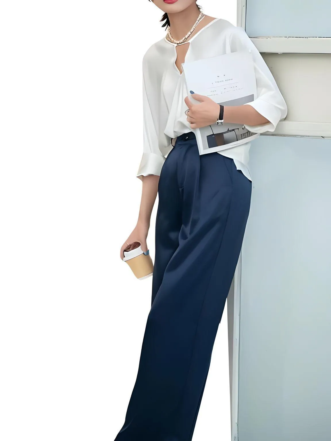 Silk Women's Pants High Waist Casual Fashion Wide Leg Suit Pants For Women Trousers Oversize