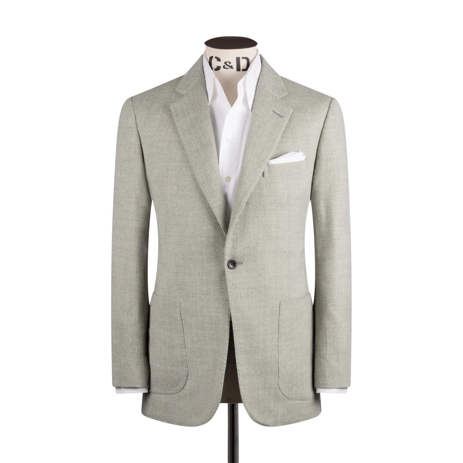 Single Breasted Notch Jacket in Sage Herringbone