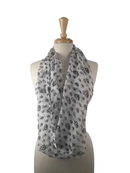 SIS-07.01 - Infinity Silk Scarf with Skull Print