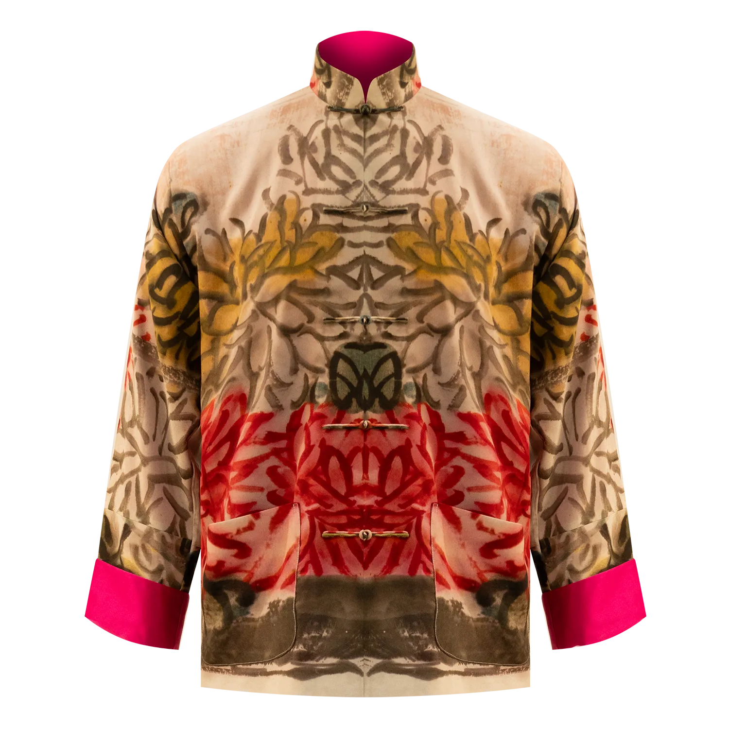 SPARKLE COLLECTION x HKMoA【WINE & CHRYSANTHEMUMS】100% Silk Tang Jacket / Kung Fu Jacket (延年壽酒) (齊白石)