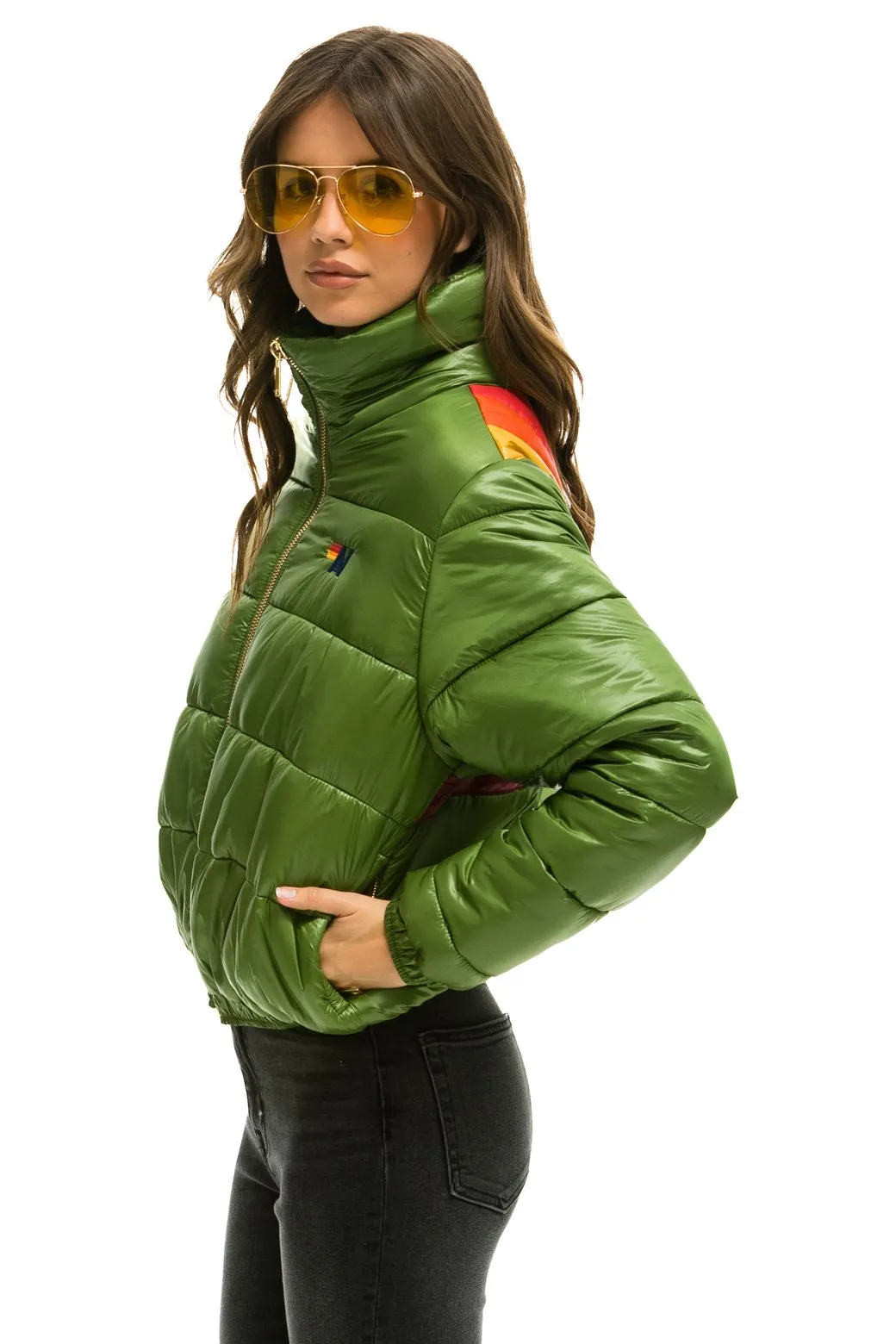 SUNBURST APRES PUFFER JACKET - GLOSSY GARDEN GREEN