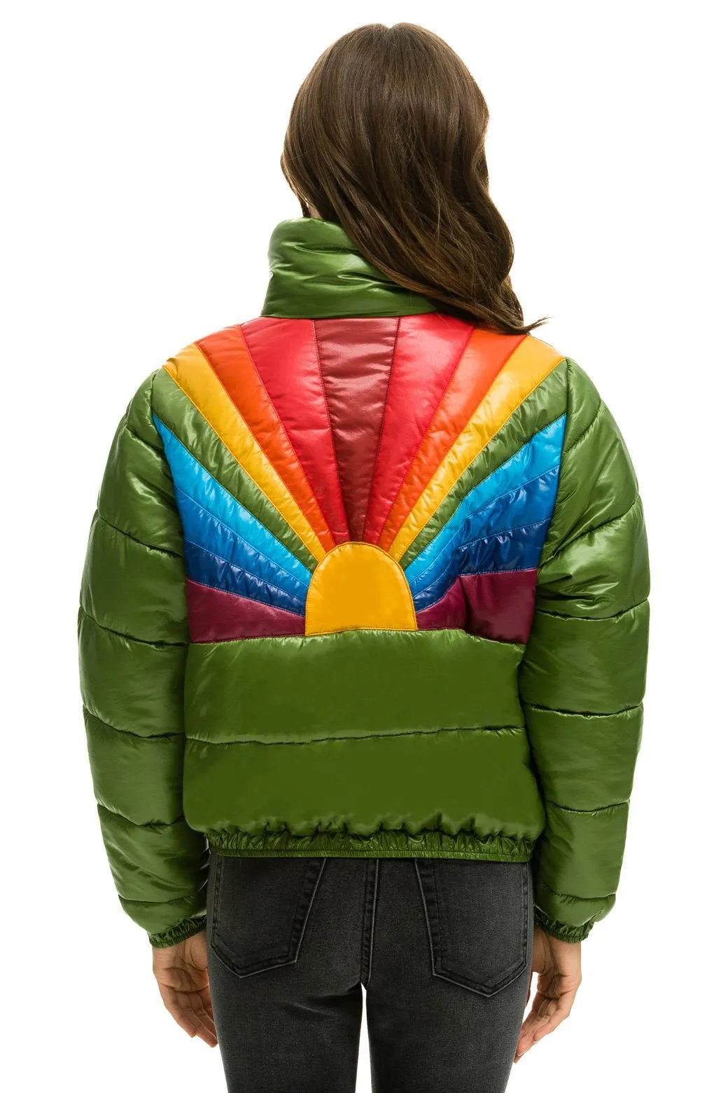 SUNBURST APRES PUFFER JACKET - GLOSSY GARDEN GREEN