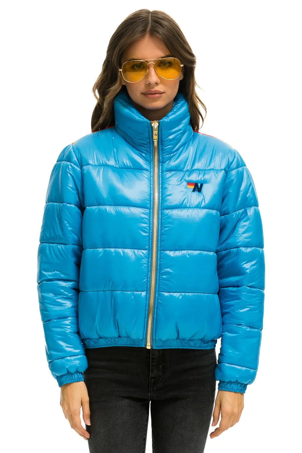 SUNBURST APRES PUFFER JACKET - GLOSSY OCEAN