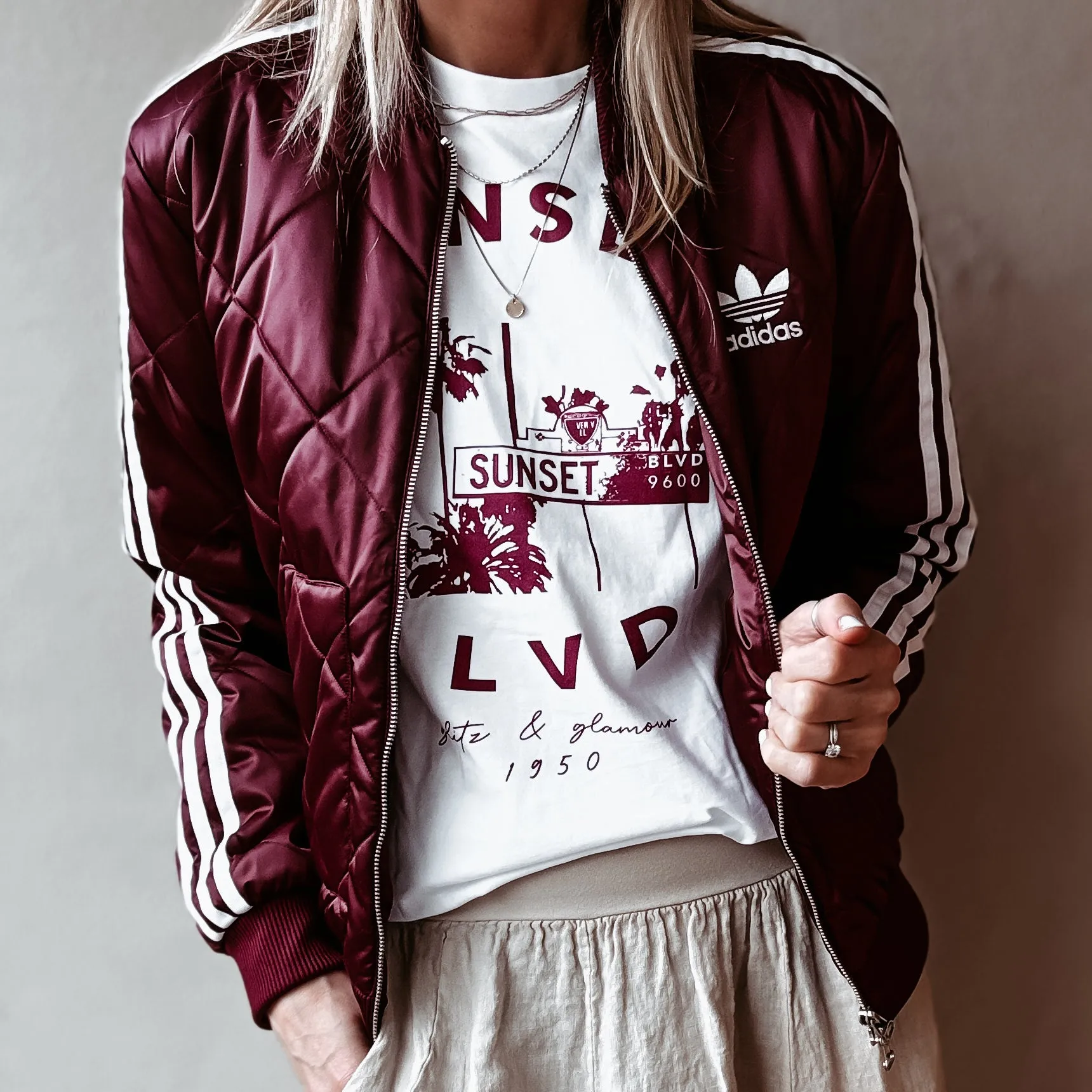 Sunset blvd tee MAROON *boyfriend fit*