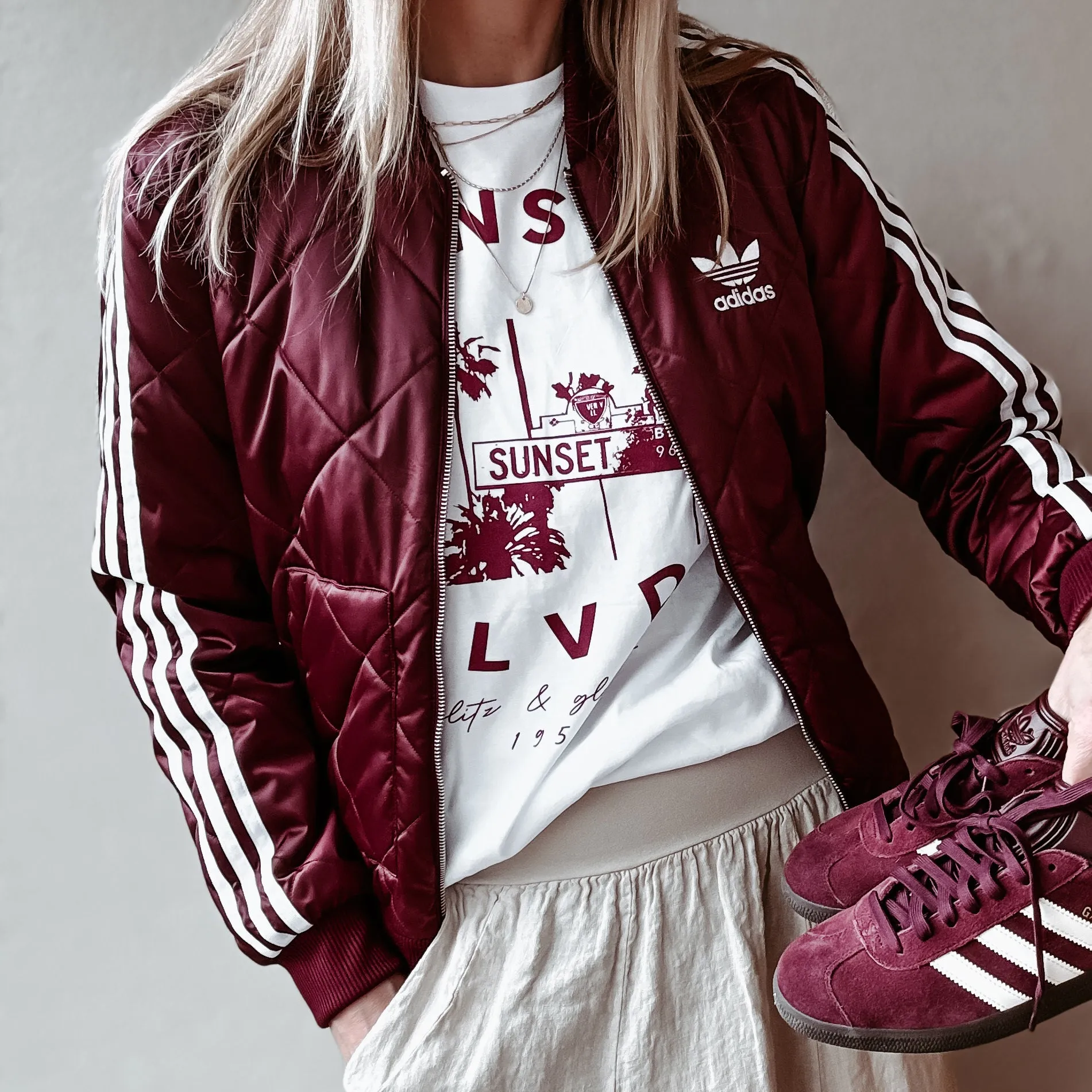 Sunset blvd tee MAROON *boyfriend fit*