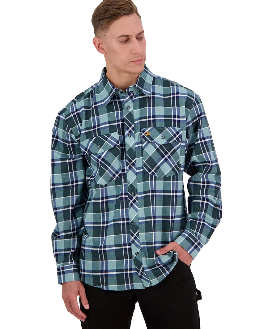 Swanndri Egmont Full Button Flannelette Shirt - Twin Pack - Sage/Artic