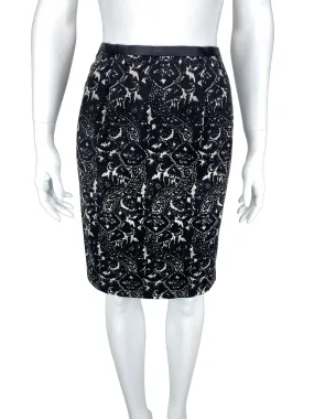 Talbots, Women's Abstract Printed Pencil Skirt, Black/Ivory, Size 4P (Petite)