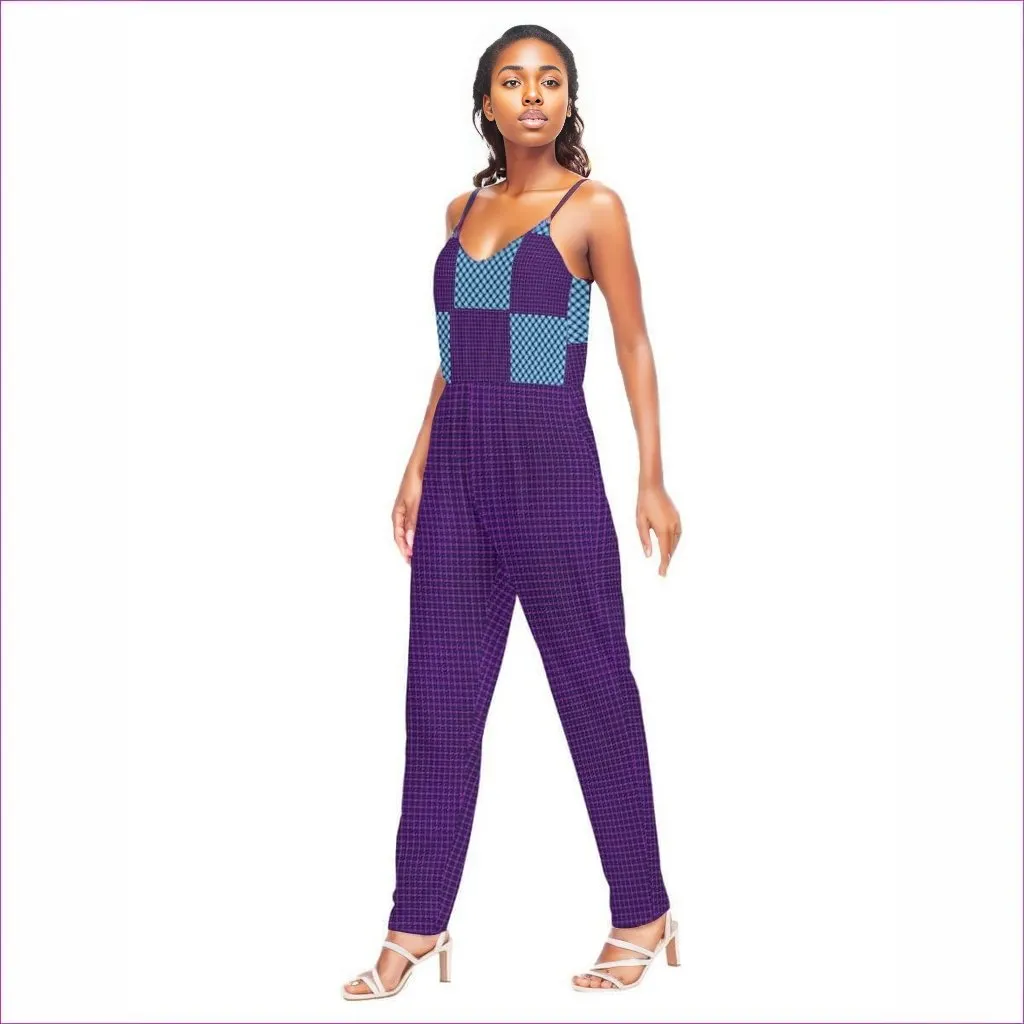 Tartan Women's V-neck Cami Jumpsuit