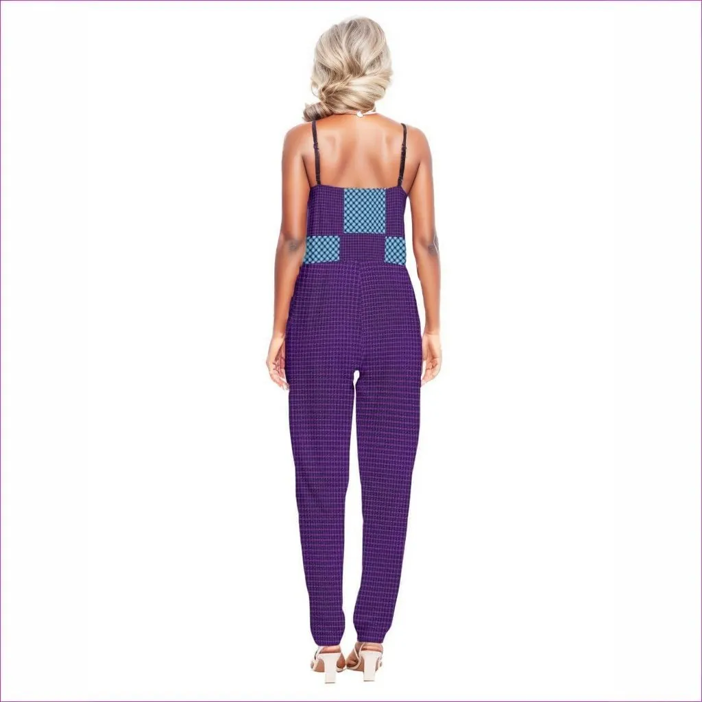 Tartan Women's V-neck Cami Jumpsuit