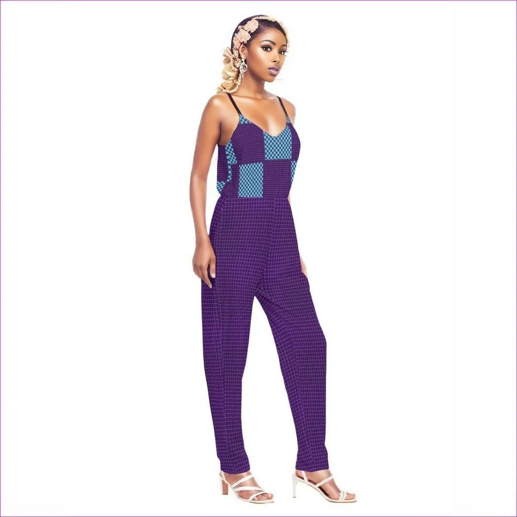 Tartan Women's V-neck Cami Jumpsuit