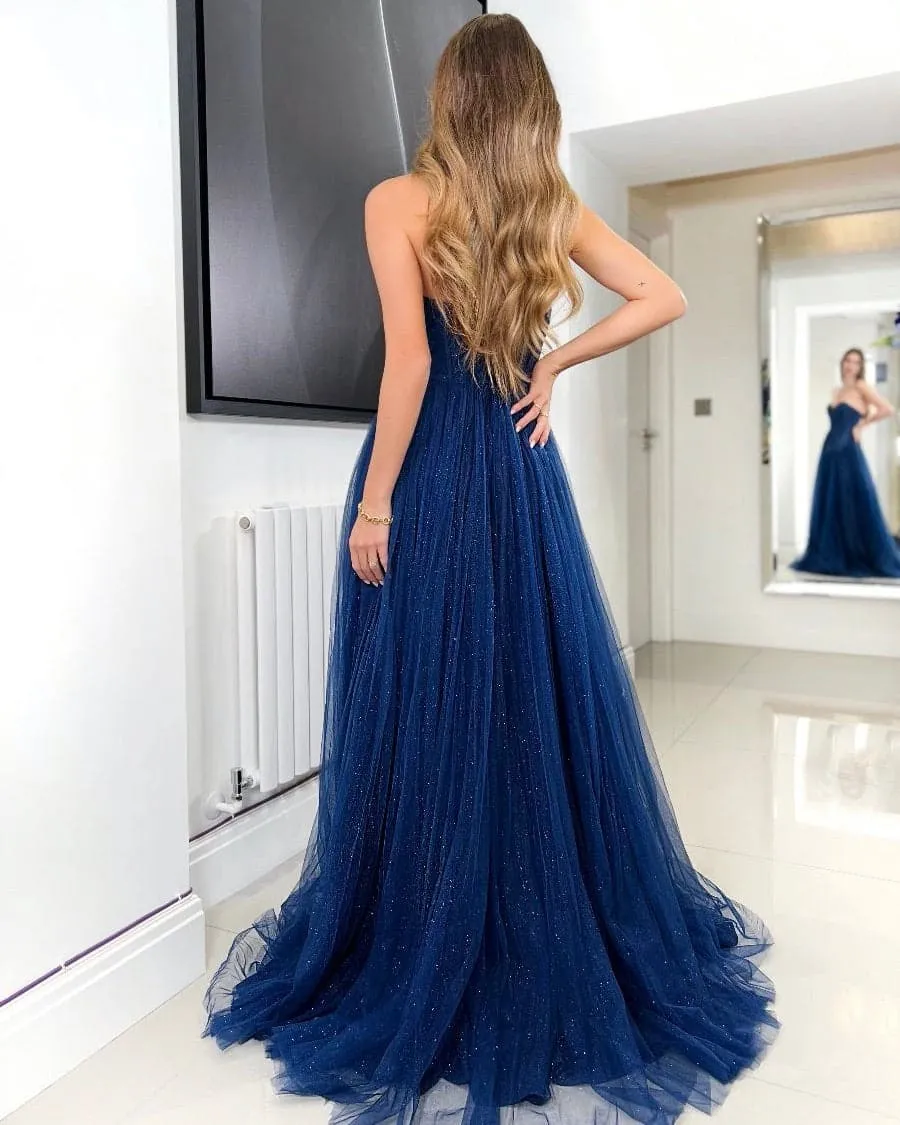 Tasha Tulle Glitter Gown - Navy [HIRE]