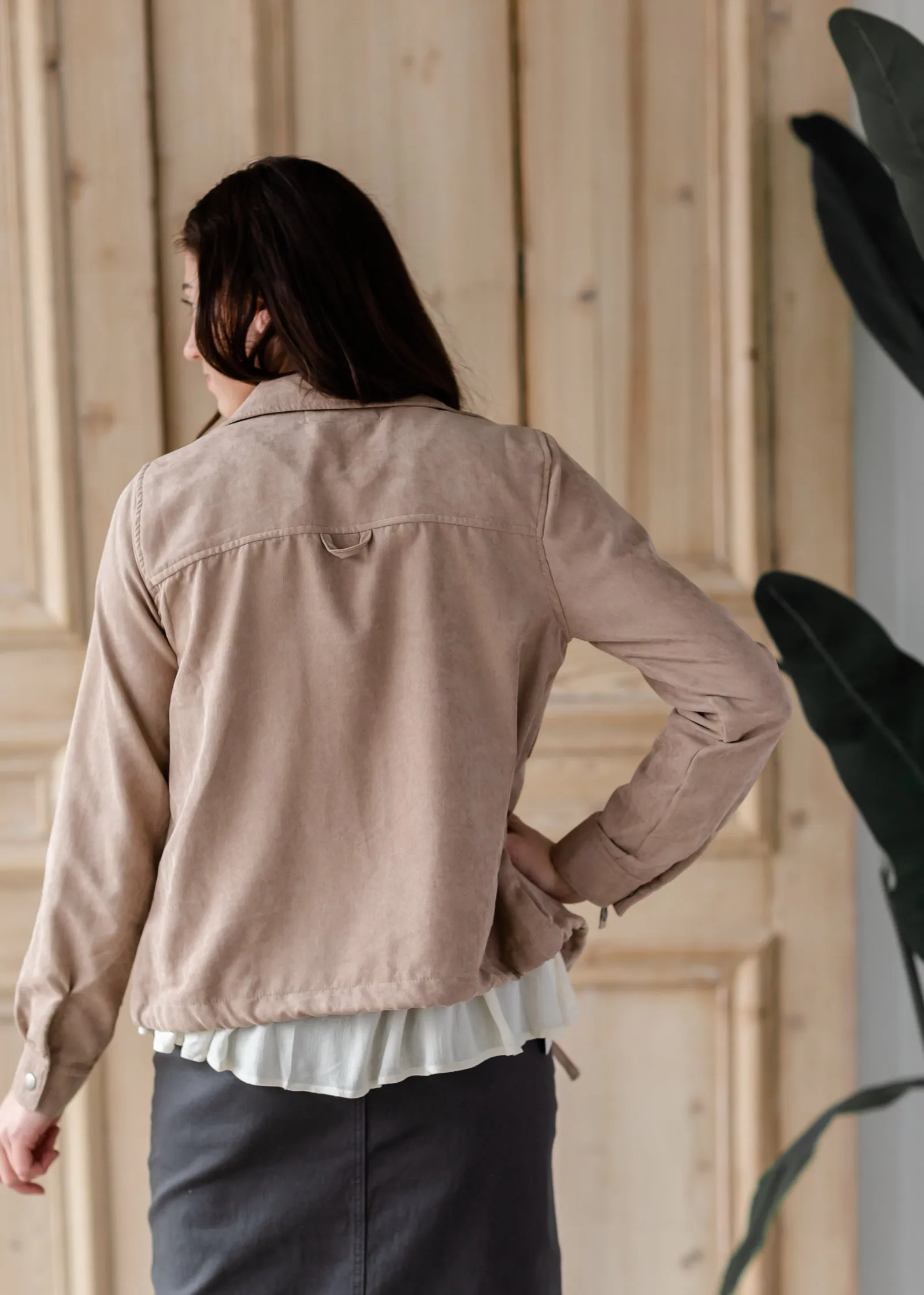 Taupe Cropped Utility Jacket