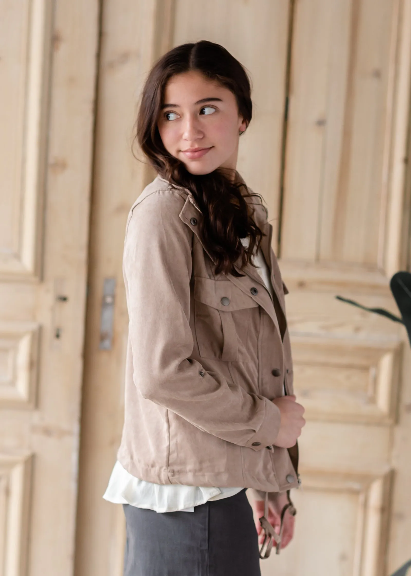 Taupe Cropped Utility Jacket