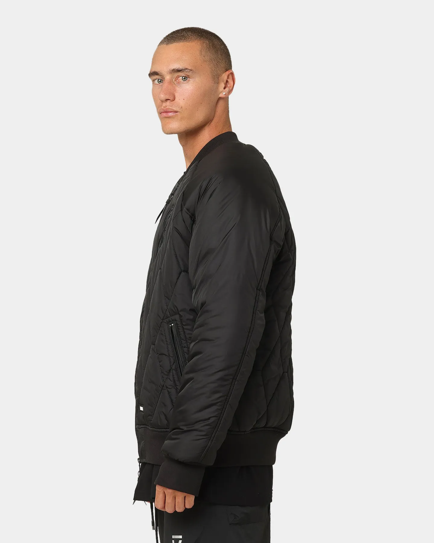 The Anti Order Corvus Quilted Bomber Jacket Black/White