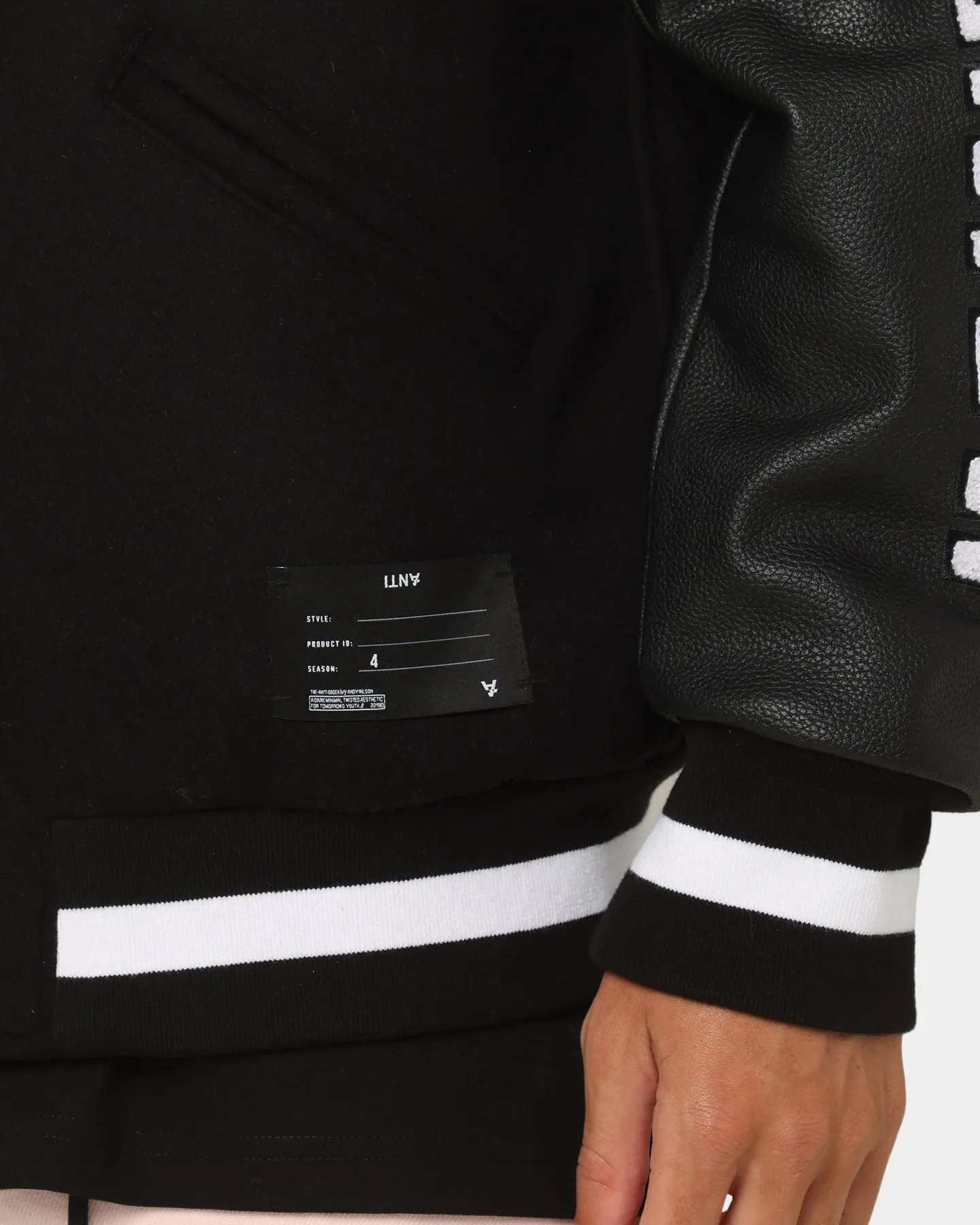 The Anti Order Dead Pixel Leather Varsity Jacket Black/Pink