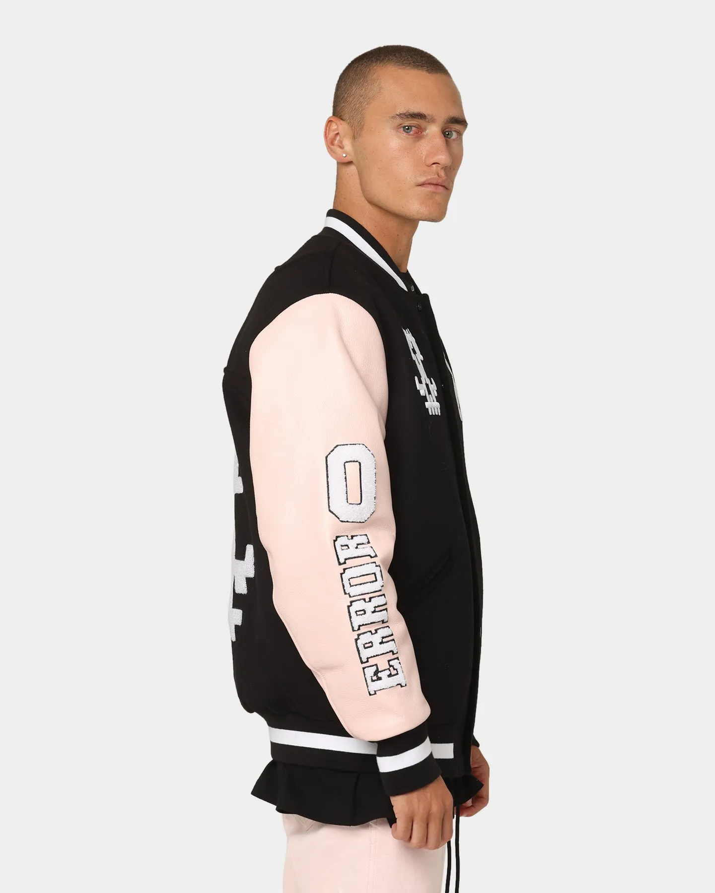 The Anti Order Dead Pixel Leather Varsity Jacket Black/Pink