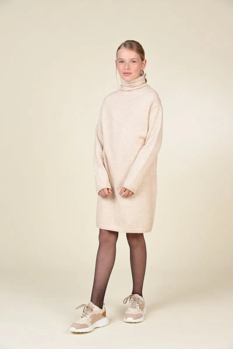 The Della Turtleneck Sweater Dress - Beige - KIDS