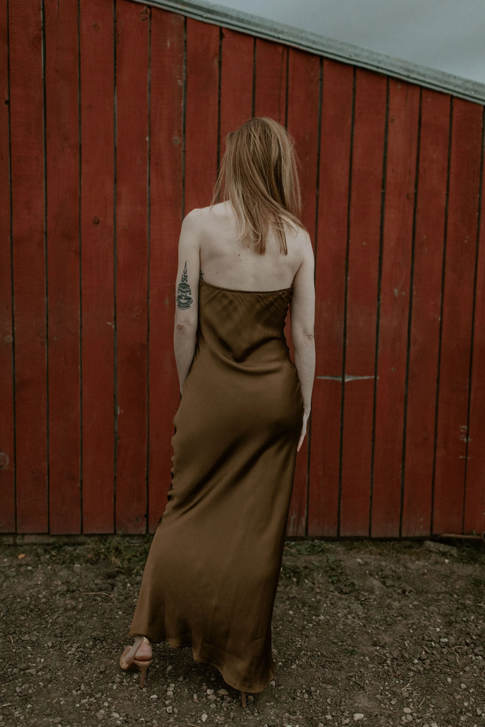 The Genevieve Column Dress - Bronze