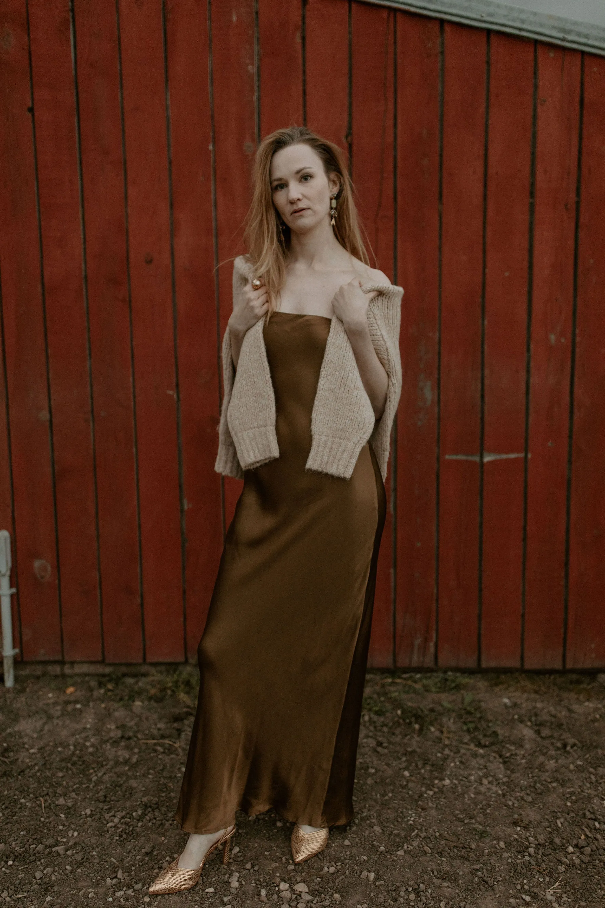 The Genevieve Column Dress - Bronze