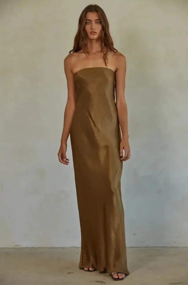 The Genevieve Column Dress - Bronze