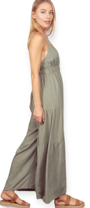 The Savannah Wide Leg Jumpsuit- Sage