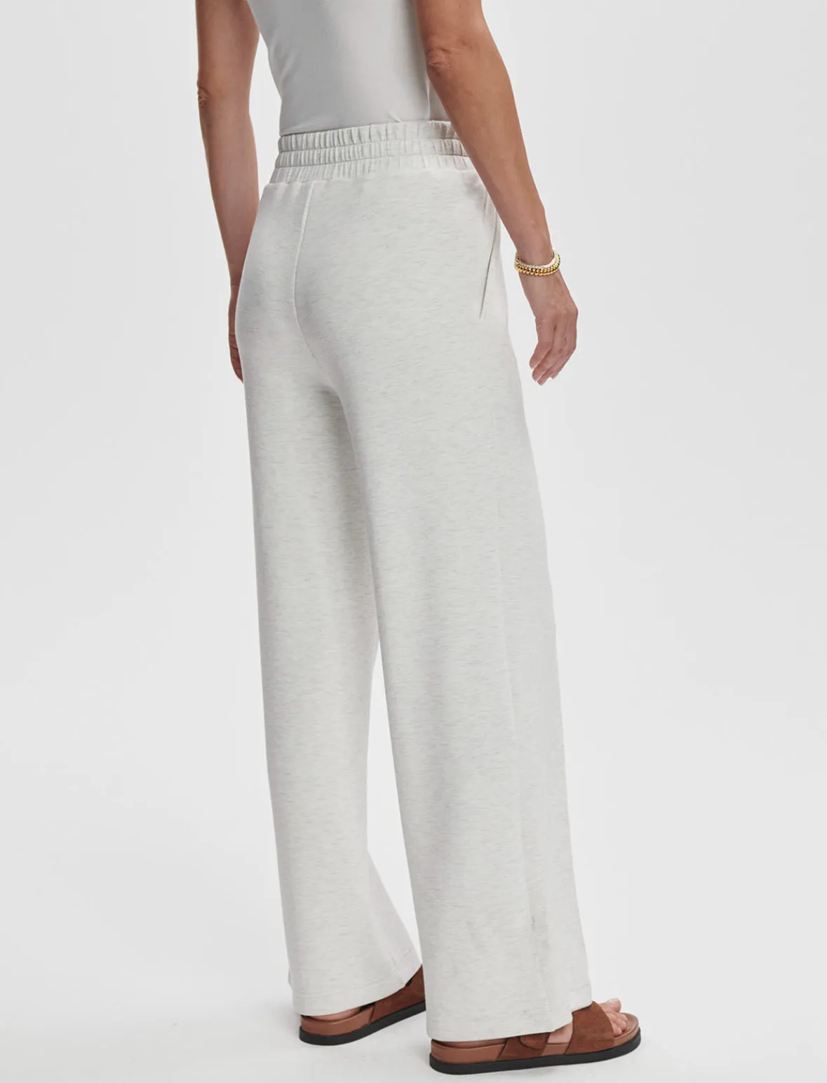 The Wide Leg Pant 30" in Ivory Marl