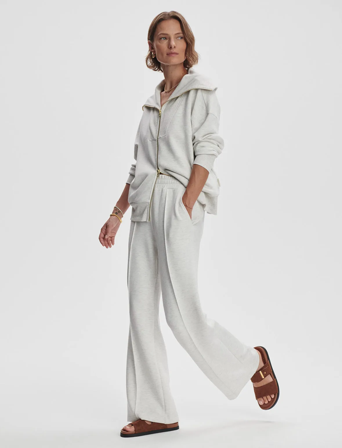 The Wide Leg Pant 30" in Ivory Marl