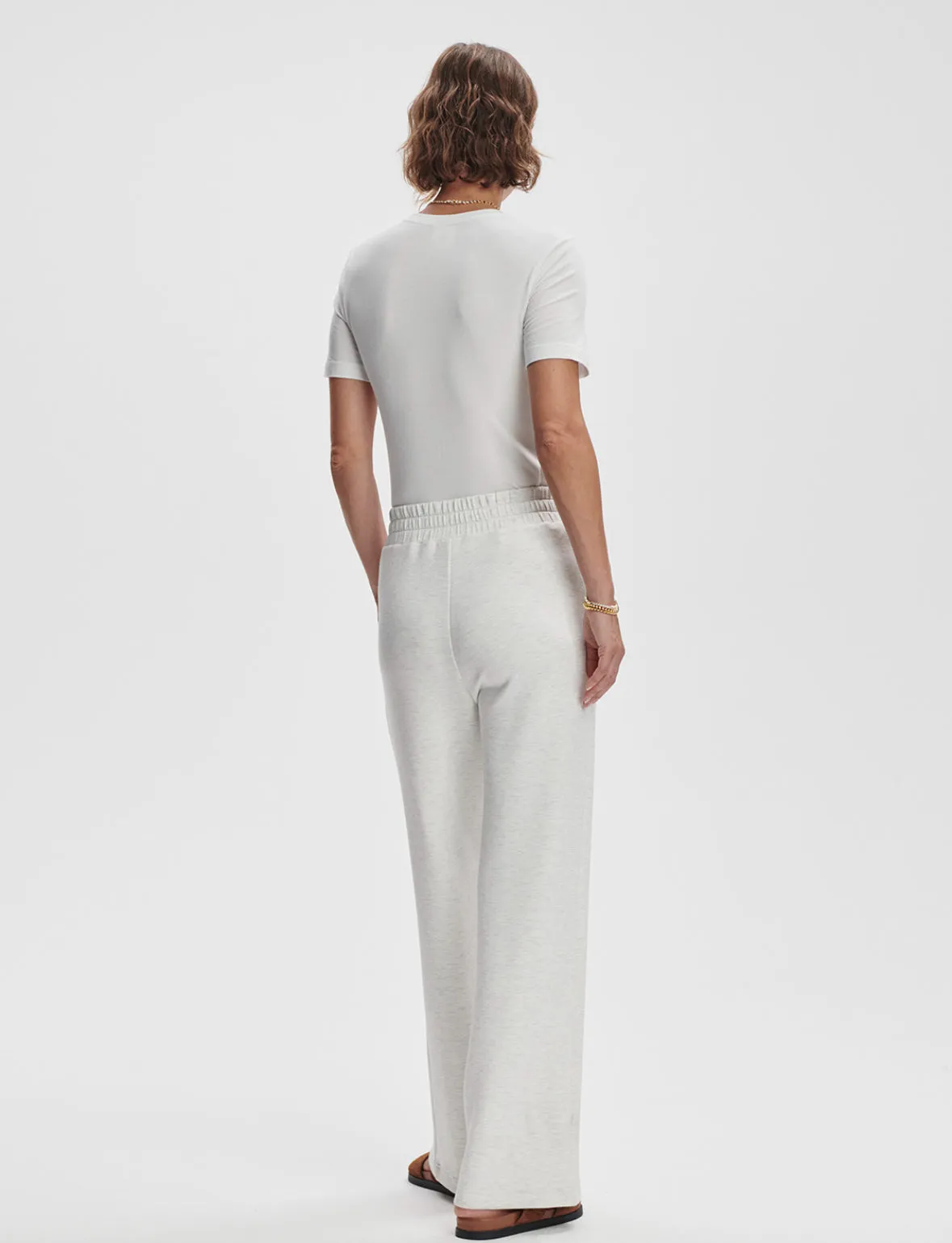 The Wide Leg Pant 30" in Ivory Marl