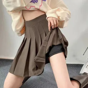 Toleet-High Waist Pleated Skirt Women 2023 Preppy Style Zipper A Line Mini Skirts Woman Solid Color Summer Short Skirts Female