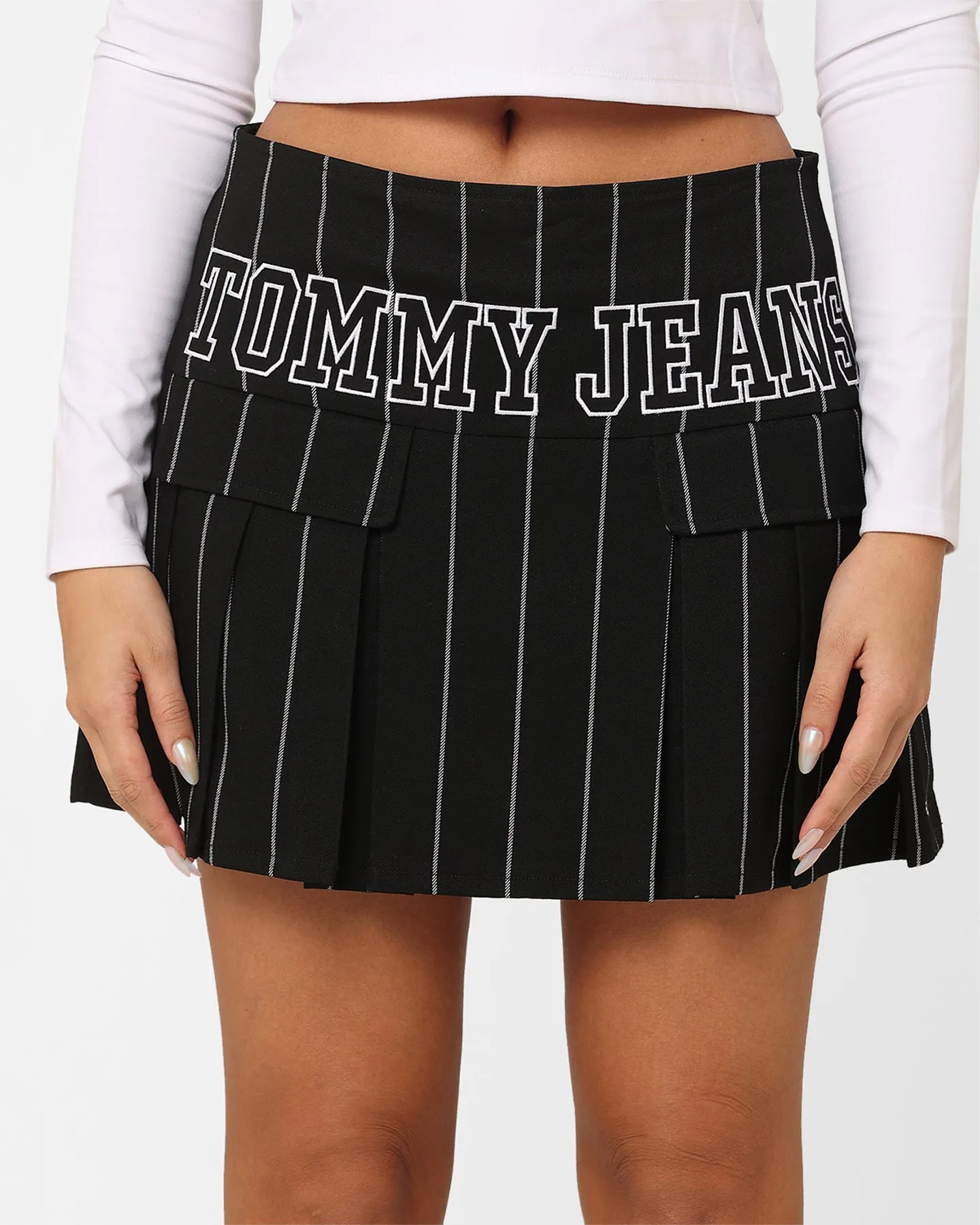 Tommy Jeans Women's Pinstripe Super Mini Skirt Pinstripe Print