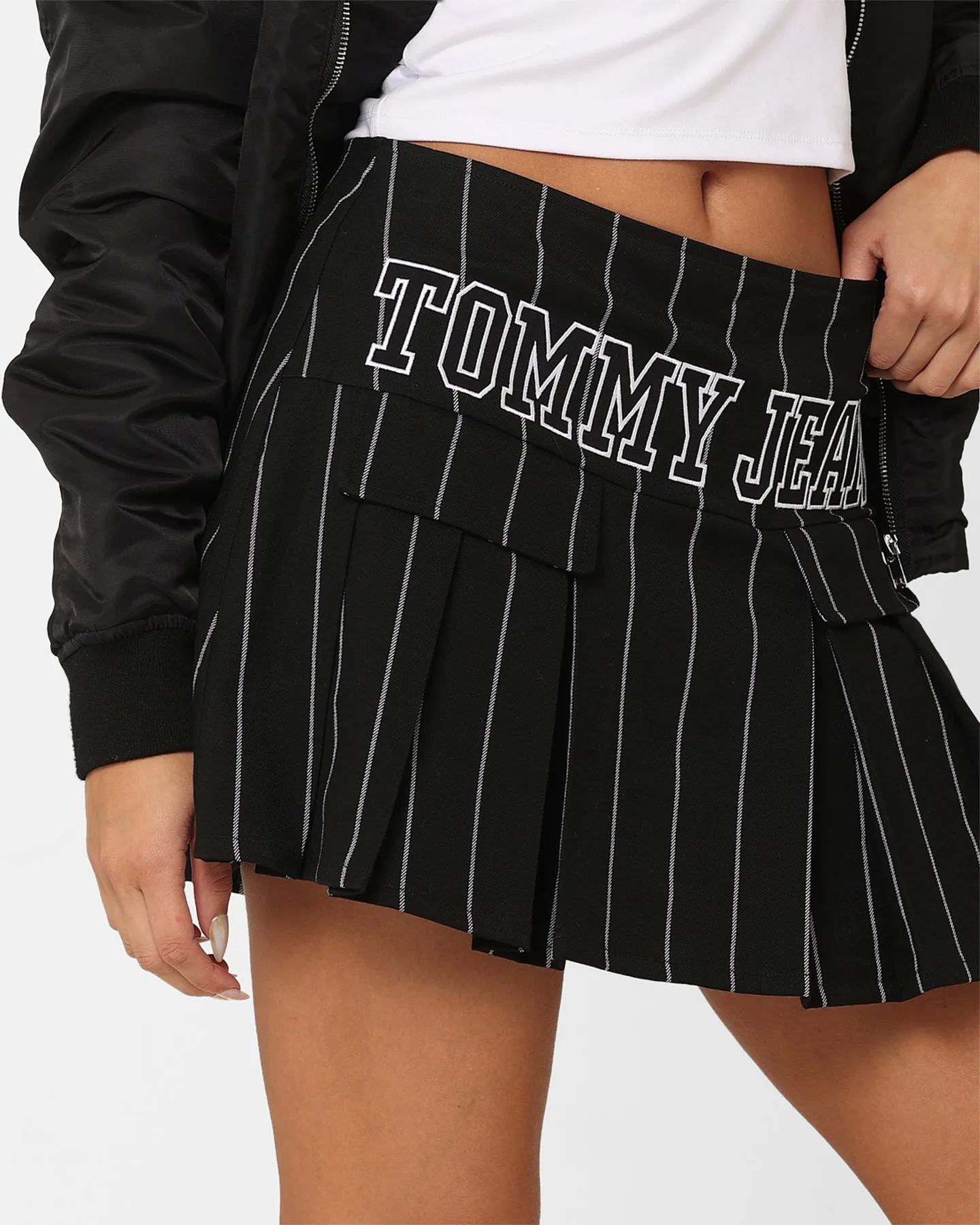 Tommy Jeans Women's Pinstripe Super Mini Skirt Pinstripe Print