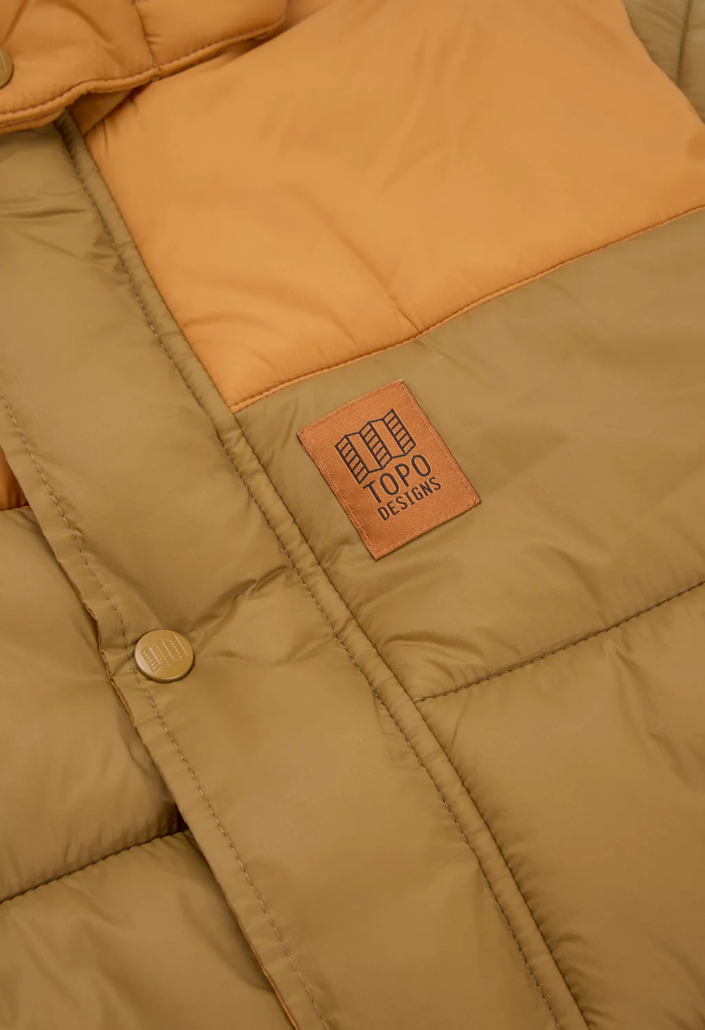 Topo Designs Men's Retro Ridge Puffer Jacket - Dark Khaki / Spice