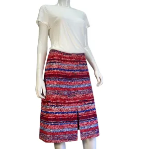 Tory Burch Mouline Pattern Silk Pencil Skirt