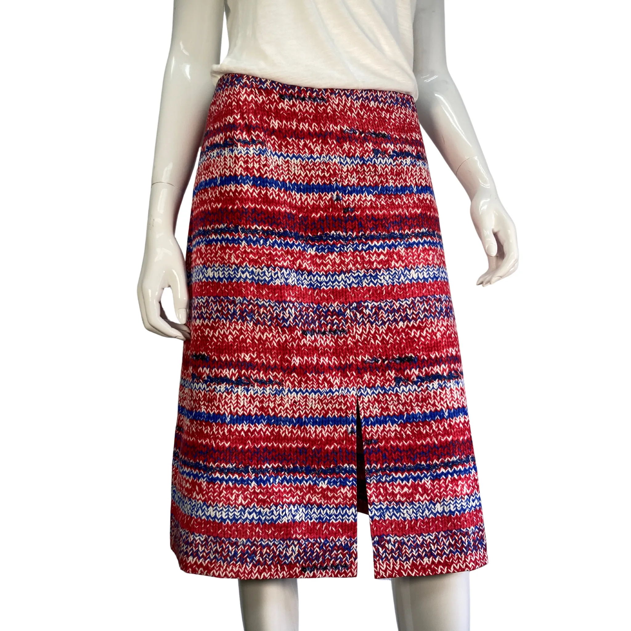 Tory Burch Mouline Pattern Silk Pencil Skirt