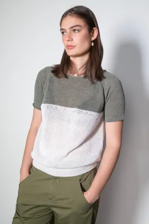 Transit Par Such Textured knit Tee in Green Combo