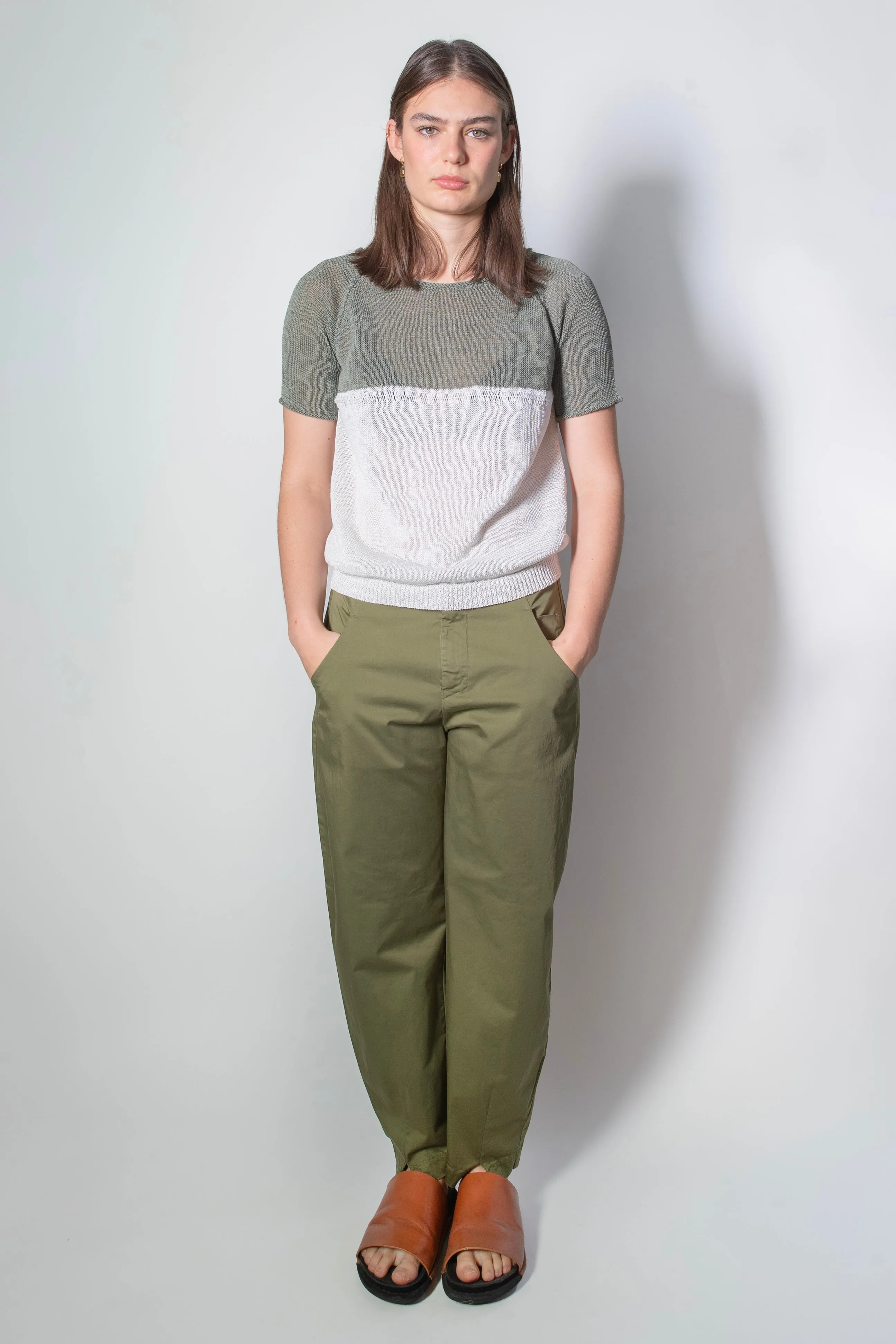 Transit Par Such Textured knit Tee in Green Combo