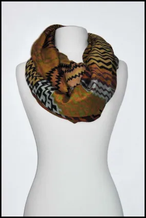 Tribal Pattern Infinity Scarf with Geometric Zigzags and Bold Lines