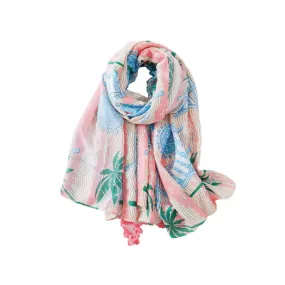 Tropical Flower and Beach Print Scarf